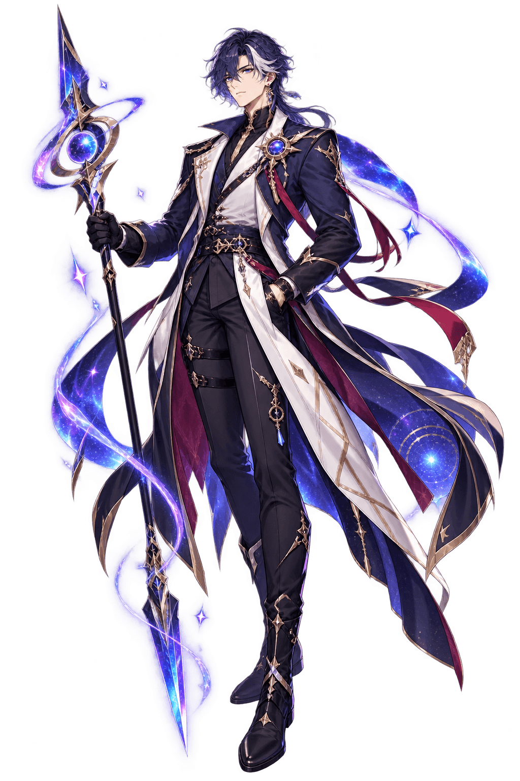 Original astral sci-fi traveler with a celestial lance